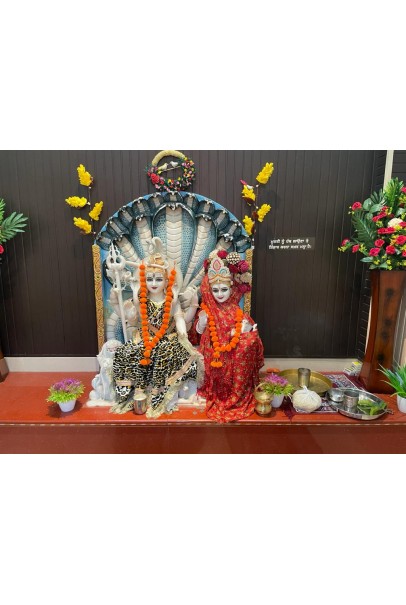 Lord Shivparvati with Ganesha and SriKrisha Idol